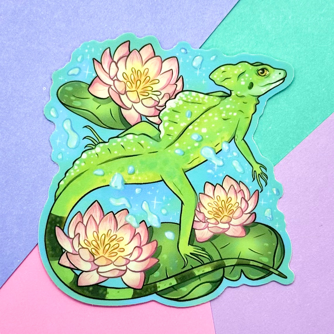 Basilisk and Waterlilies Sticker