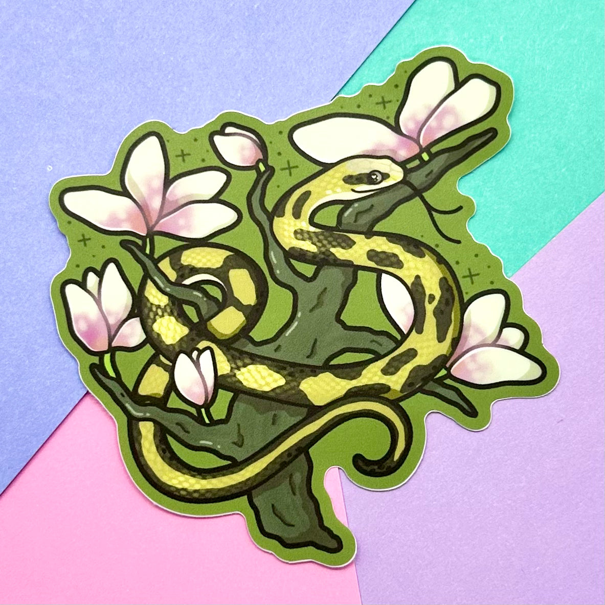 Beauty Snake and Magnolias Sticker