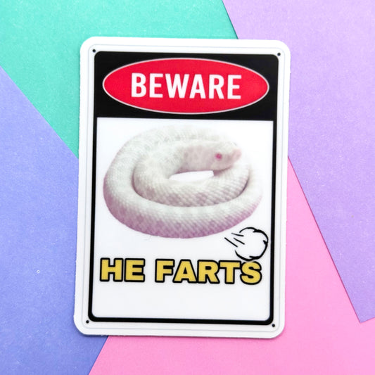 Beware He Farts Sticker