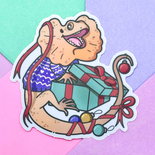 Festive Frilled Dragon Sticker