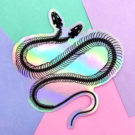 Holographic Skeleton Snake Sticker