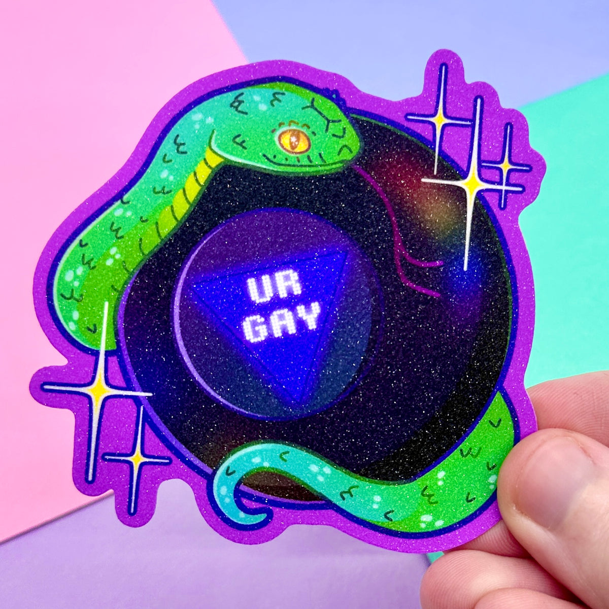 Ur Gay Magic Eight Ball Shimmer Sticker