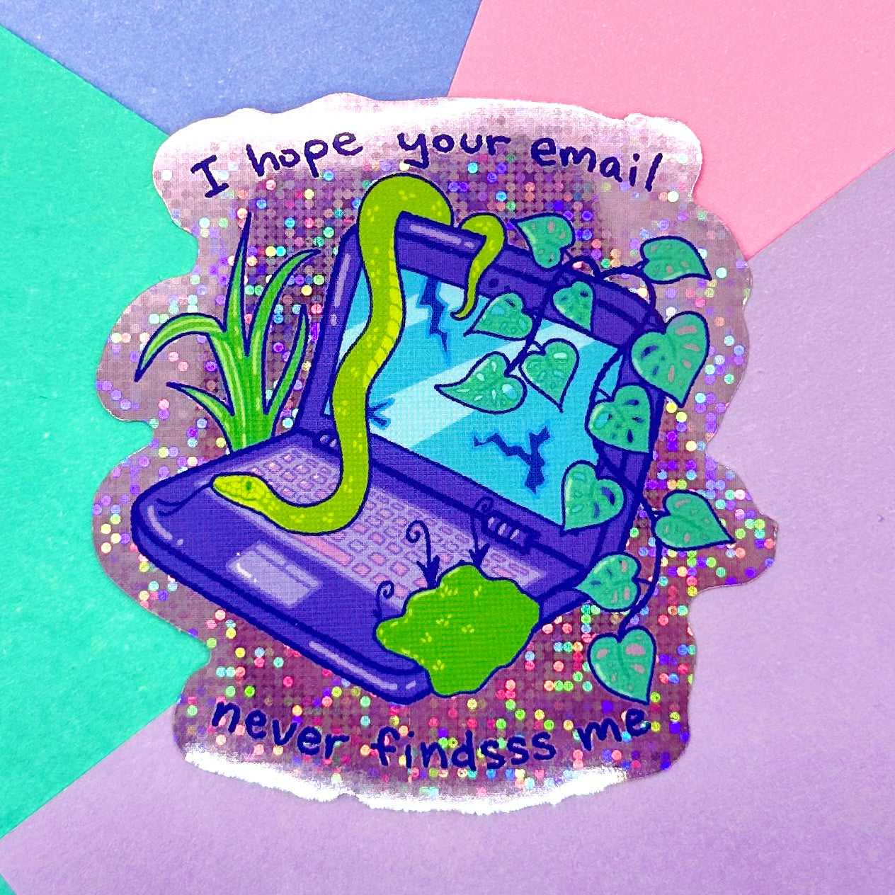 Email Snake Glitter Sticker