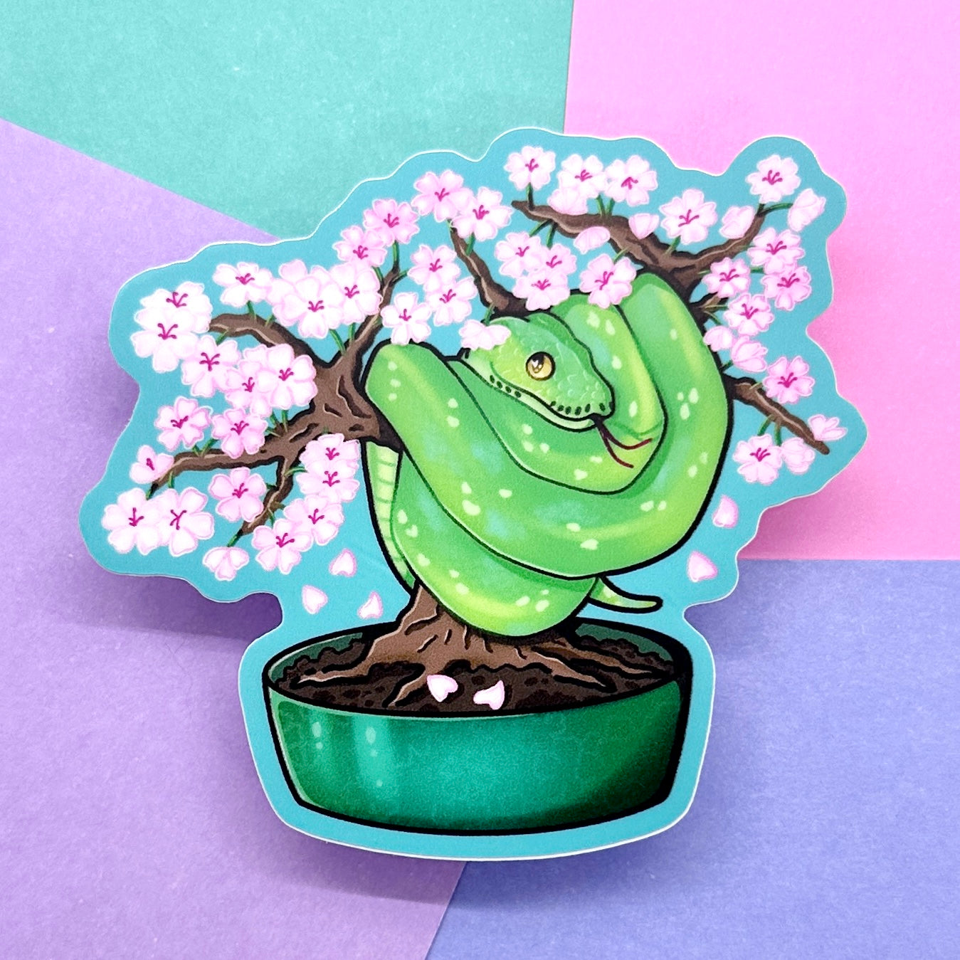 Cherry Blossom Emerald Tree Boa Sticker