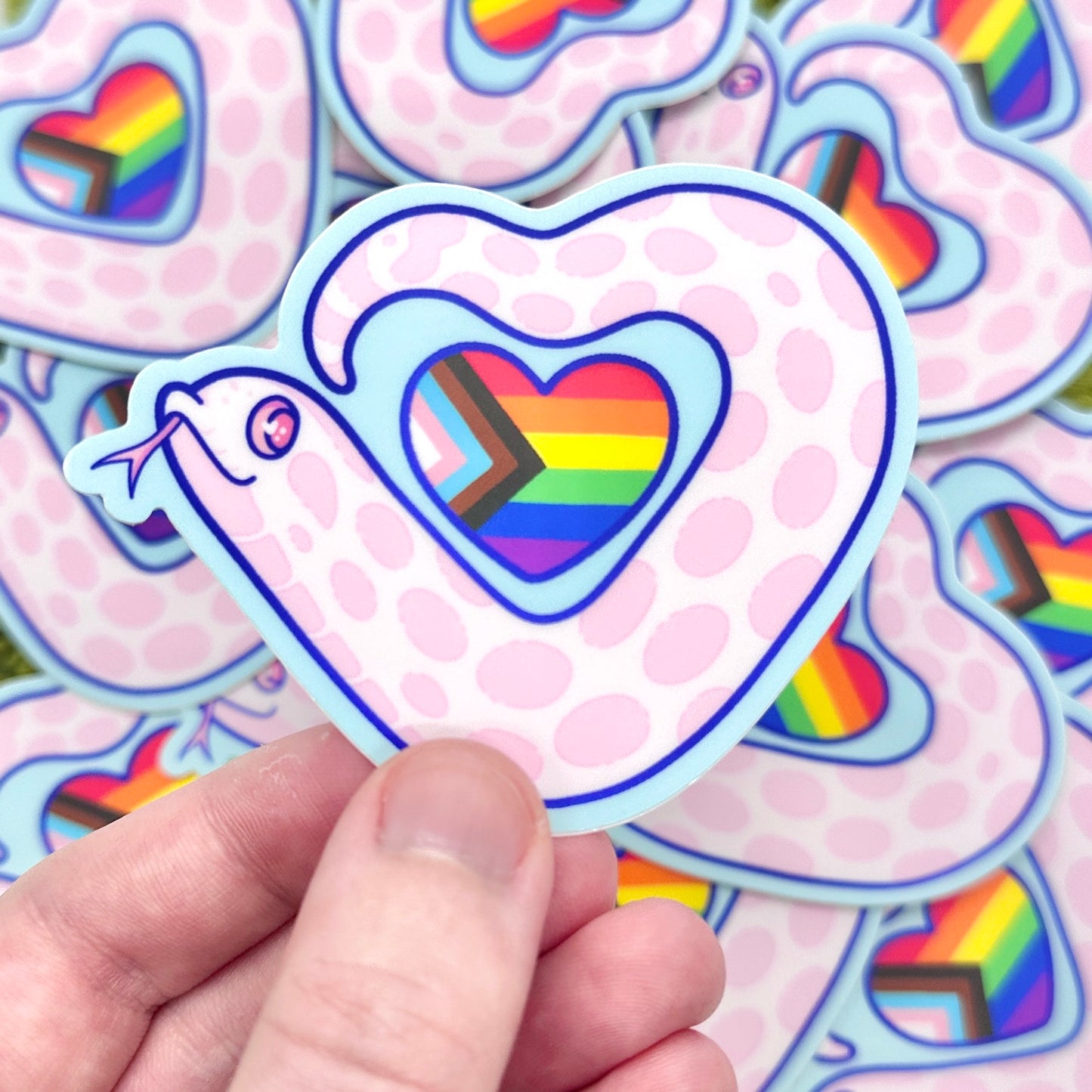 Progress Pride Heart Marshmallow Sticker