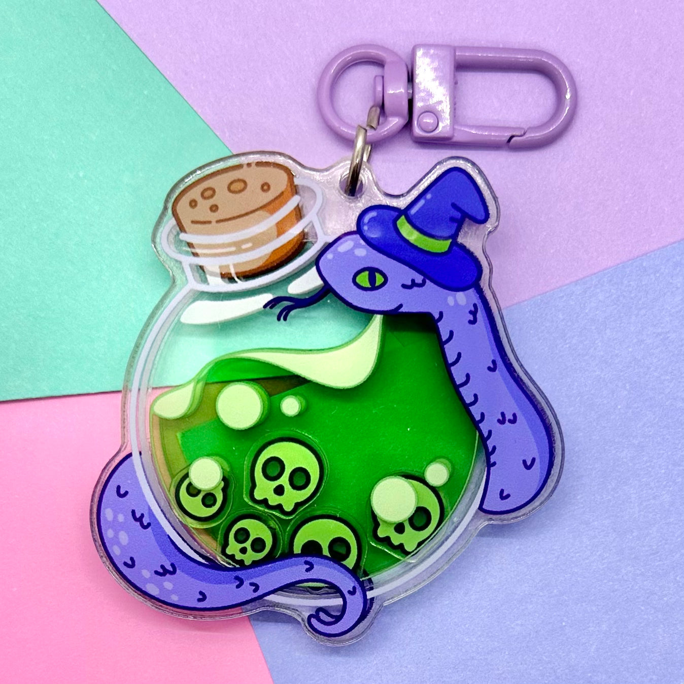 SG Kawaii Witch and Black Cat Handmade Resin Shaker Keychain Charms Badge  Reels