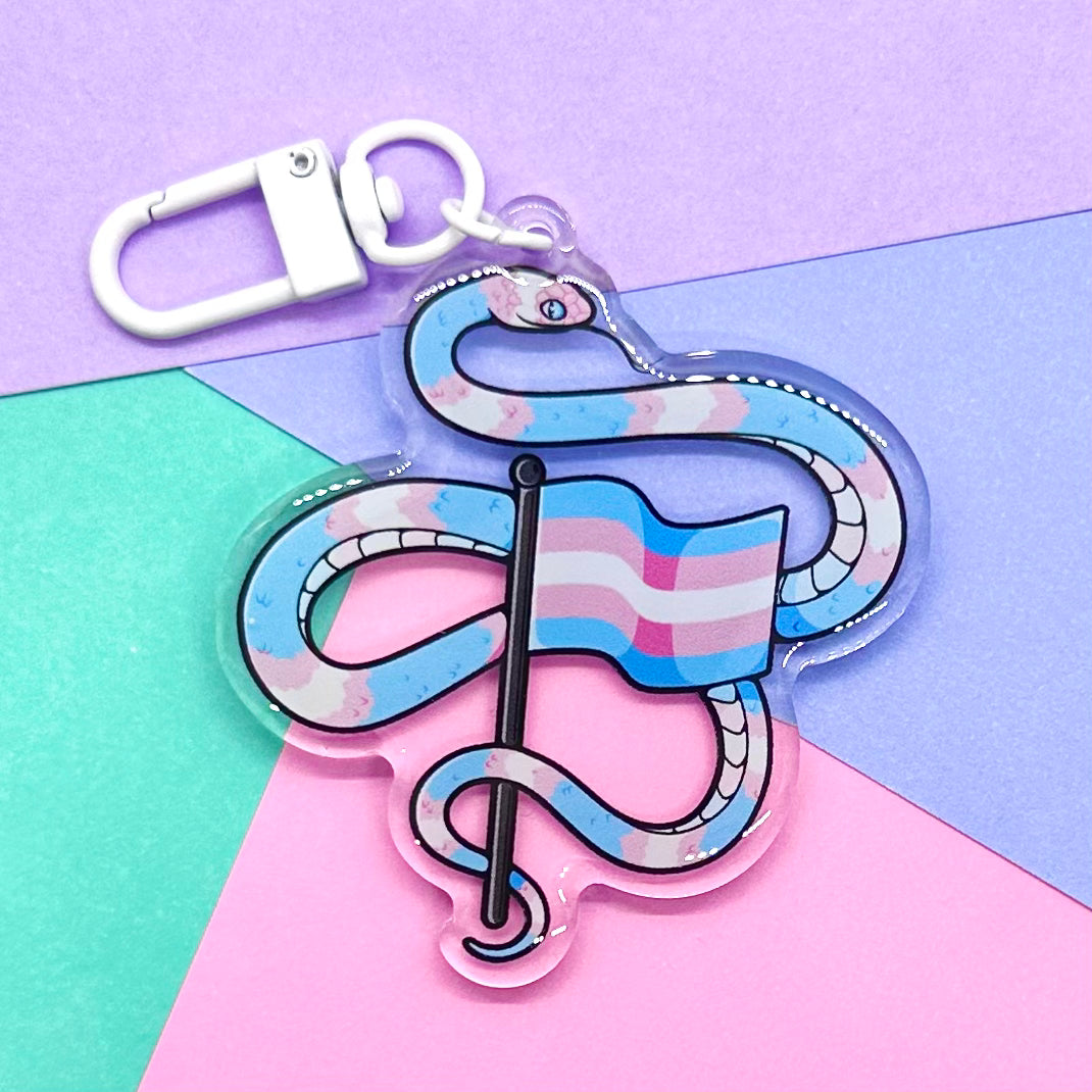 Trans Pride Snake Keychain