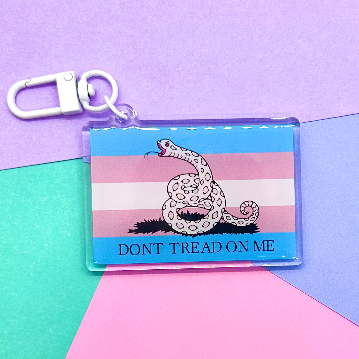 Don't Tread On Me Trans Flag Keychain