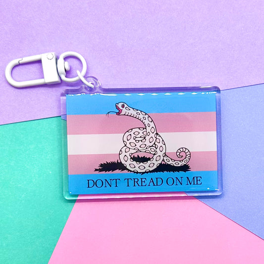 Don't Tread On Me Trans Flag Keychain