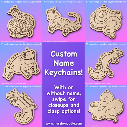 Customized Reptile Name Wooden Keychain