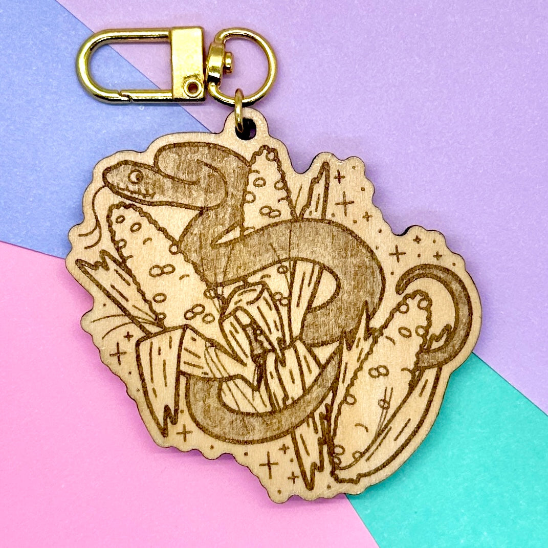 Corn Snake Wooden Keychain