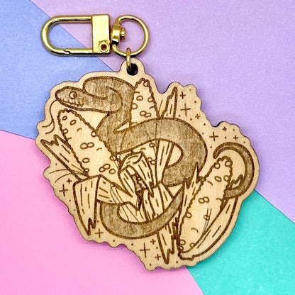 Corn Snake Wooden Keychain