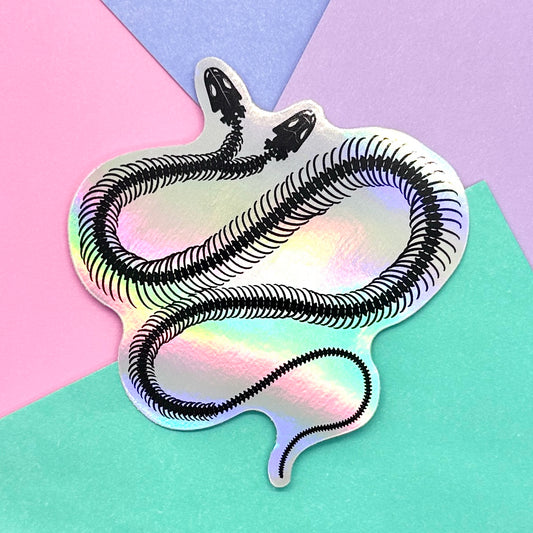 Holographic Skeleton Snake Sticker