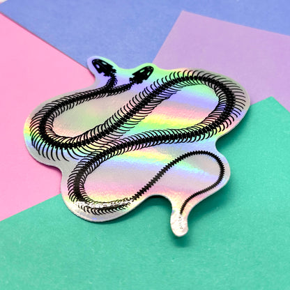 Holographic Skeleton Snake Sticker