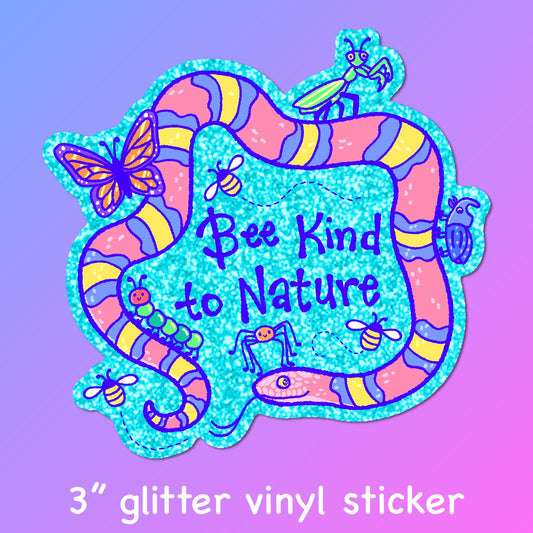 Bee Kind to Nature Glitter Sticker