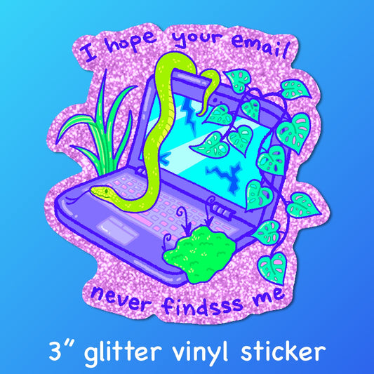 Email Snake Glitter Sticker