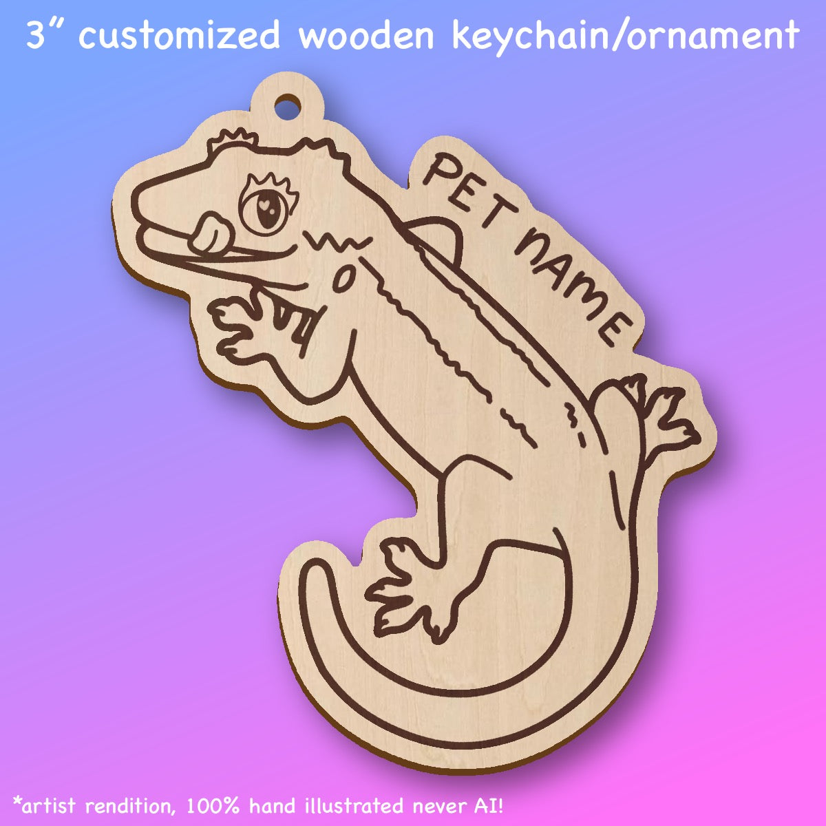 Customized Reptile Name Wooden Keychain