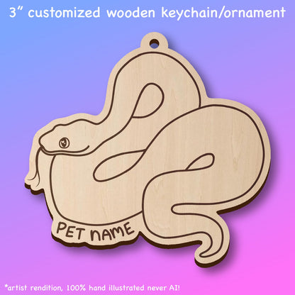 Customized Reptile Name Wooden Keychain