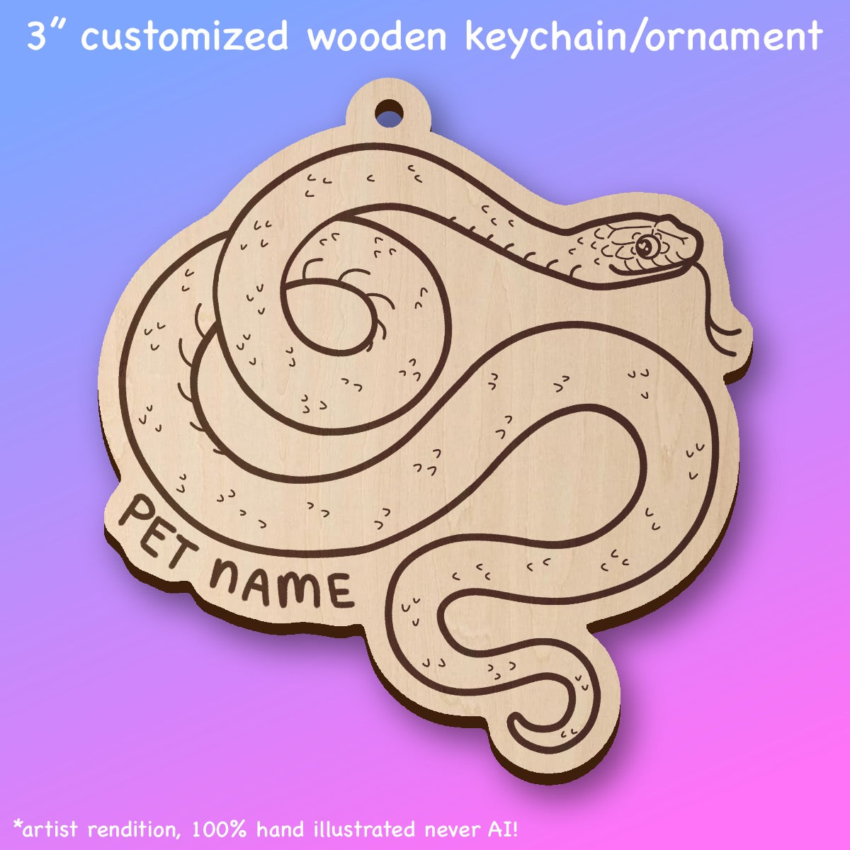 Customized Reptile Name Wooden Keychain