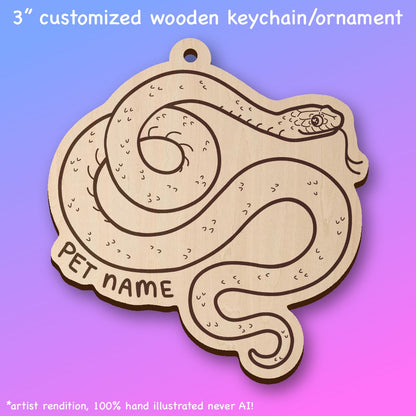 Customized Reptile Name Wooden Keychain