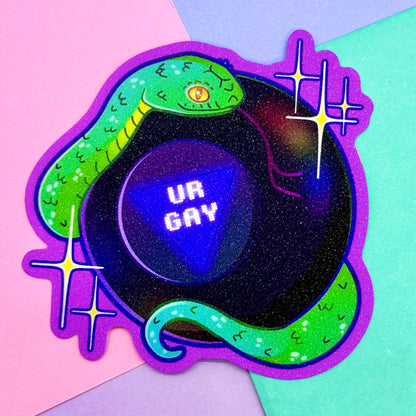 Ur Gay Magic Eight Ball Shimmer Sticker