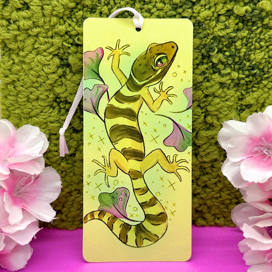 Banded Gecko and Ginkgo Leaves Bookmark