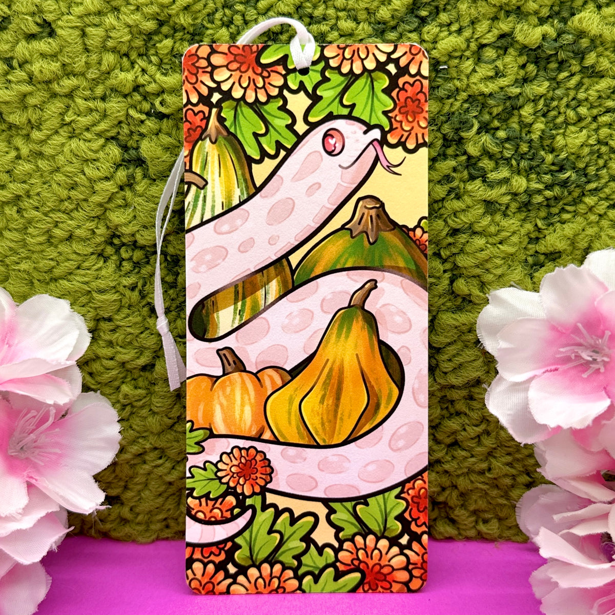 Autumn Gourds and Mums Marshmallow Bookmark