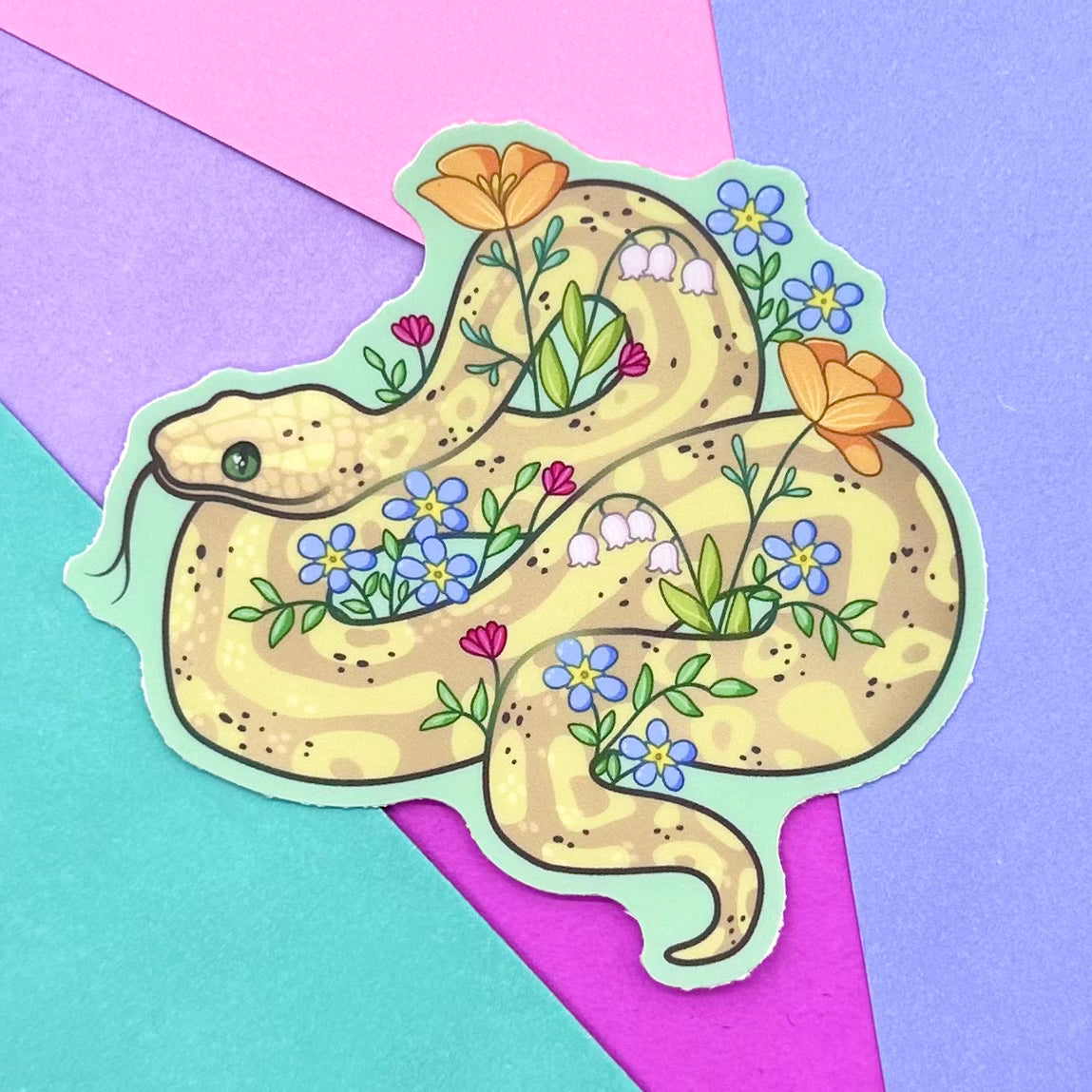 Floral Ball Python Sticker