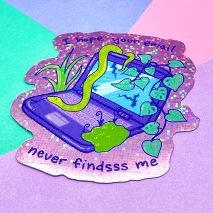 Email Snake Glitter Sticker