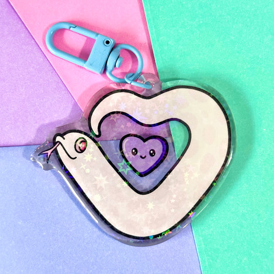 Marshmallow Heart Holo Sparkle Keychain