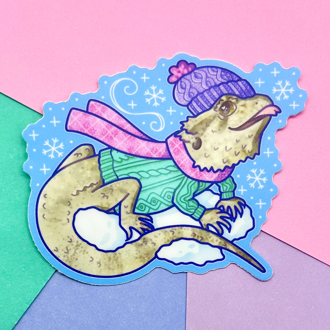 Bundled Up Bearded Dragon Sticker