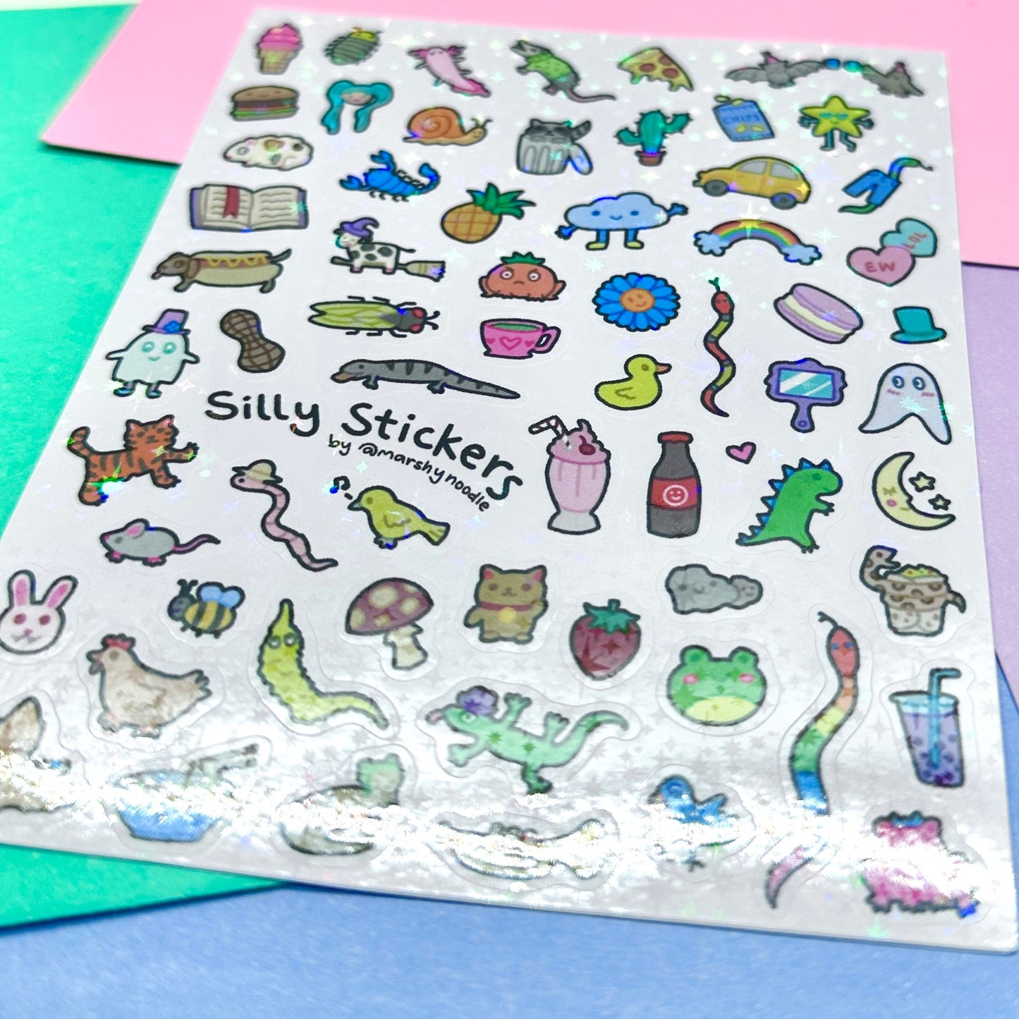 Silly Doodles Holo Sparkle Sticker Sheet