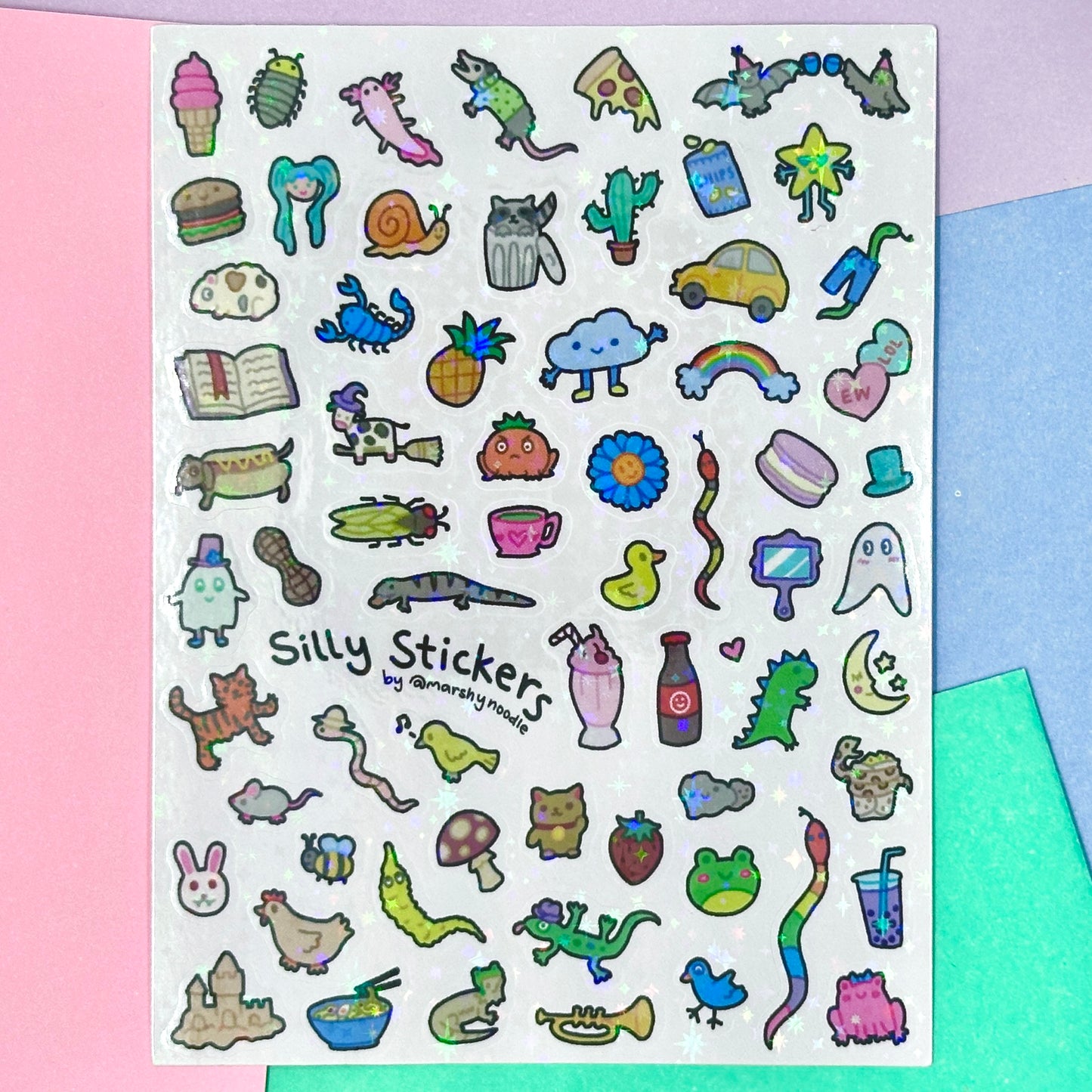 Silly Doodles Holo Sparkle Sticker Sheet