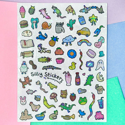 Silly Doodles Holo Sparkle Sticker Sheet