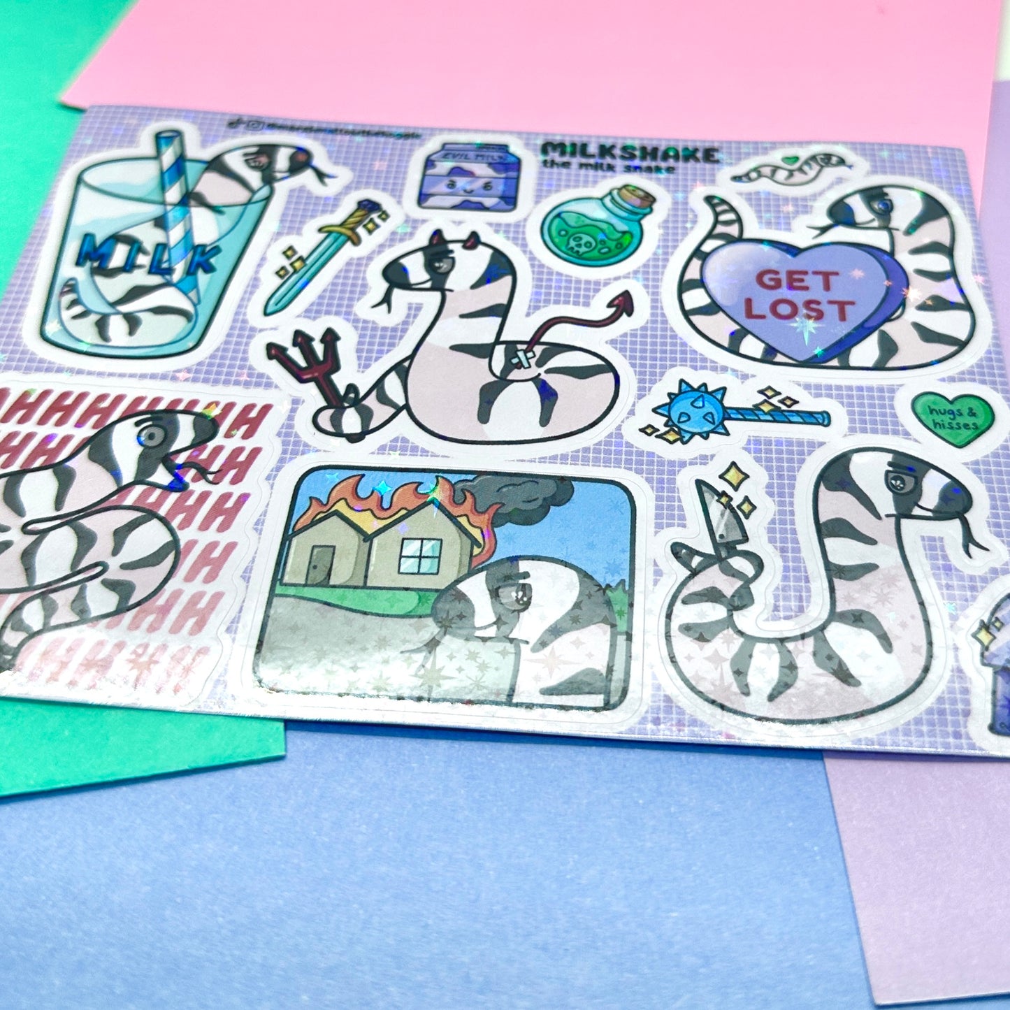Milkshake the Milk Snake Holo Sparkle Sticker Sheet