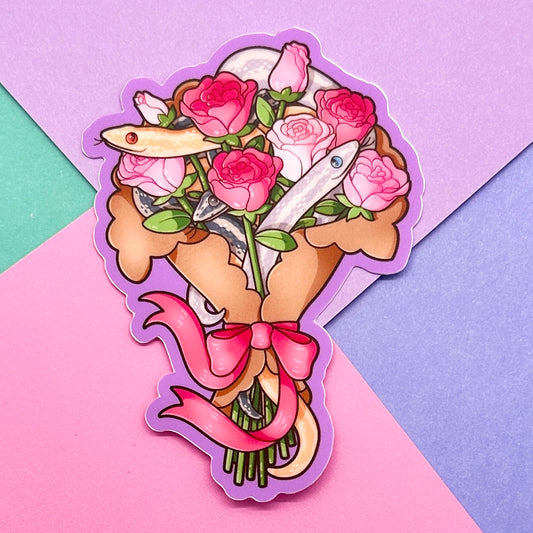 Rosy Boa Rose Bouquet Sticker