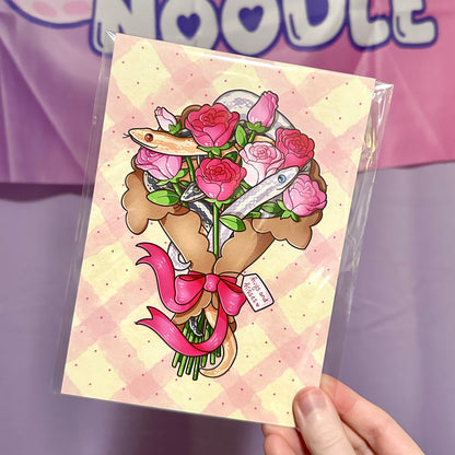 Rosy Boa Rose Bouquet Art Print