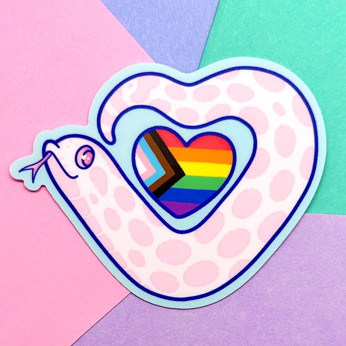 Progress Pride Heart Marshmallow Sticker