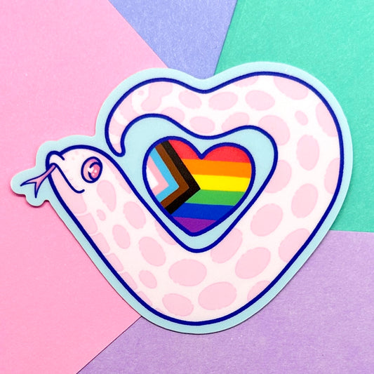 Progress Pride Heart Marshmallow Sticker