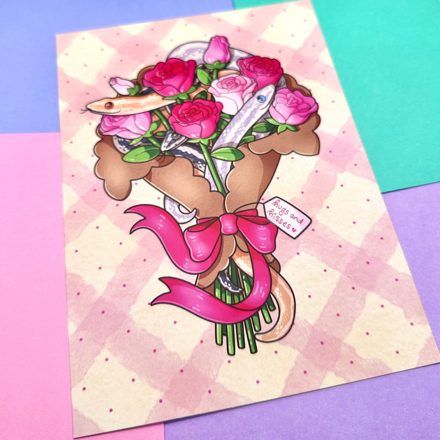 Rosy Boa Rose Bouquet Art Print