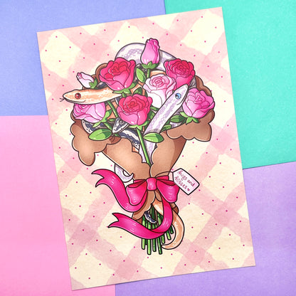 Rosy Boa Rose Bouquet Art Print