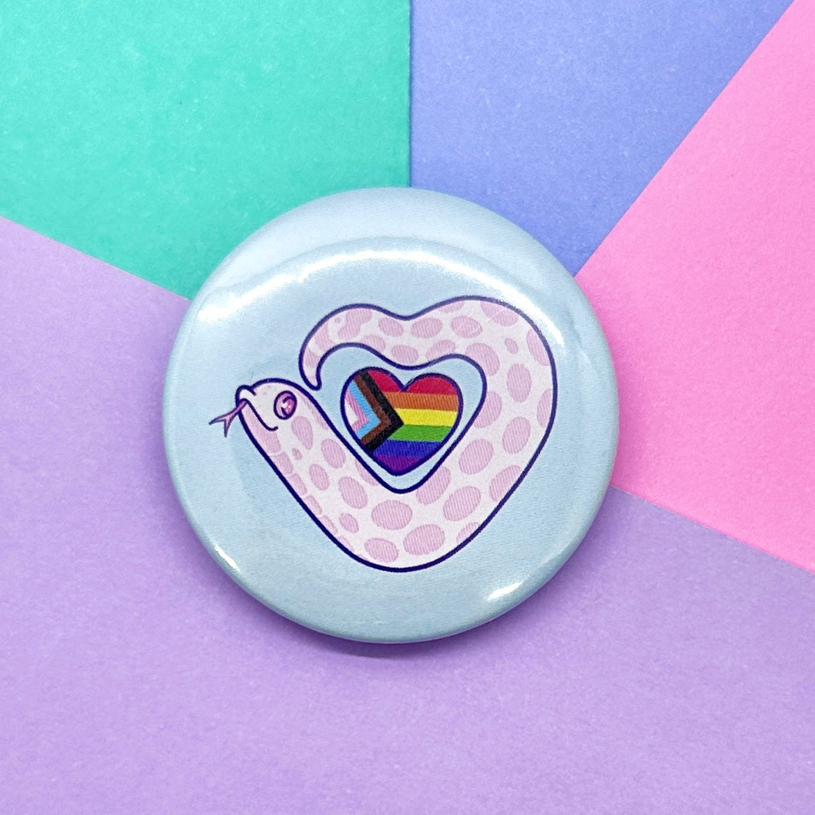 Progress Pride Heart Marshmallow Pin Button