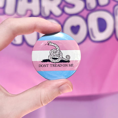 Don't Tread on Me Trans Flag Pin Button