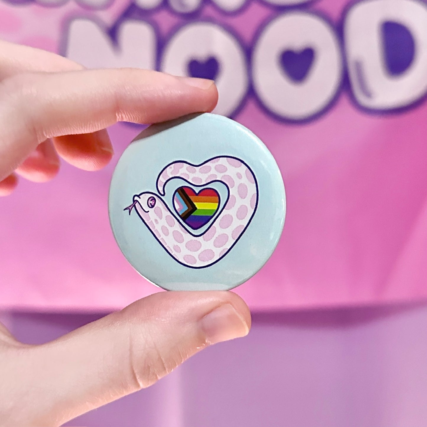 Progress Pride Heart Marshmallow Pin Button