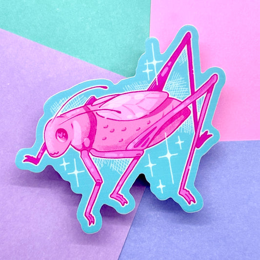 Pink “Buge” Katydid Sticker
