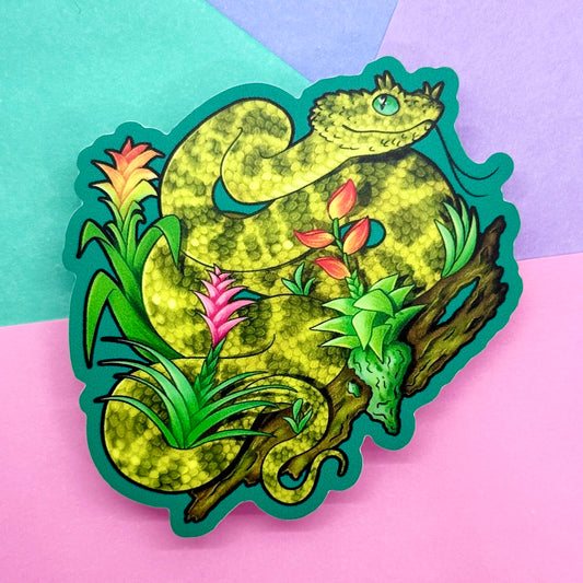 Eyelash Viper with Bromeliads Sticker