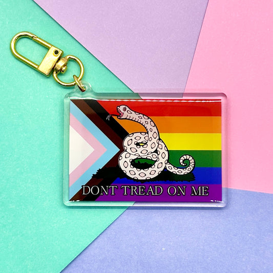 Don't Tread On Me Progress Pride Flag Keychain